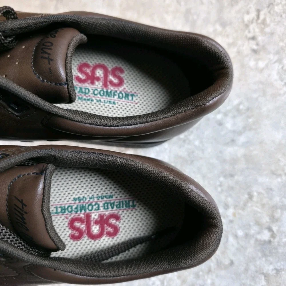 SAS Time Out Shoes Brown Leather Comfort Lace Up Sneakers Mens‎ Size 8 M New
